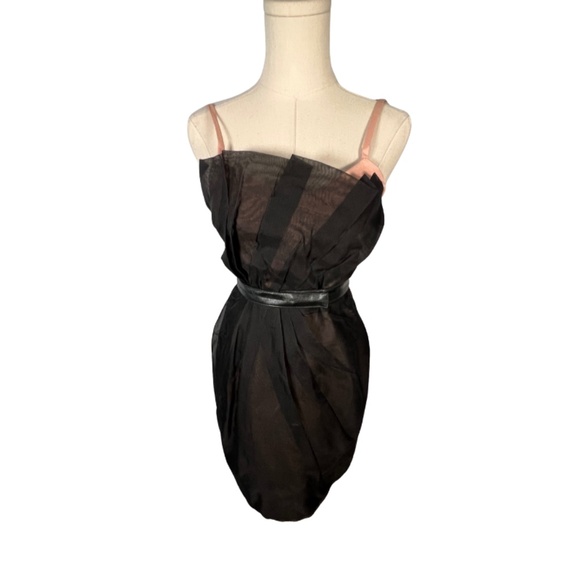 Marc by Marc Jacobs Black with Pink Underlay Cocktail Dress With Belt (2) - Picture 5 of 9